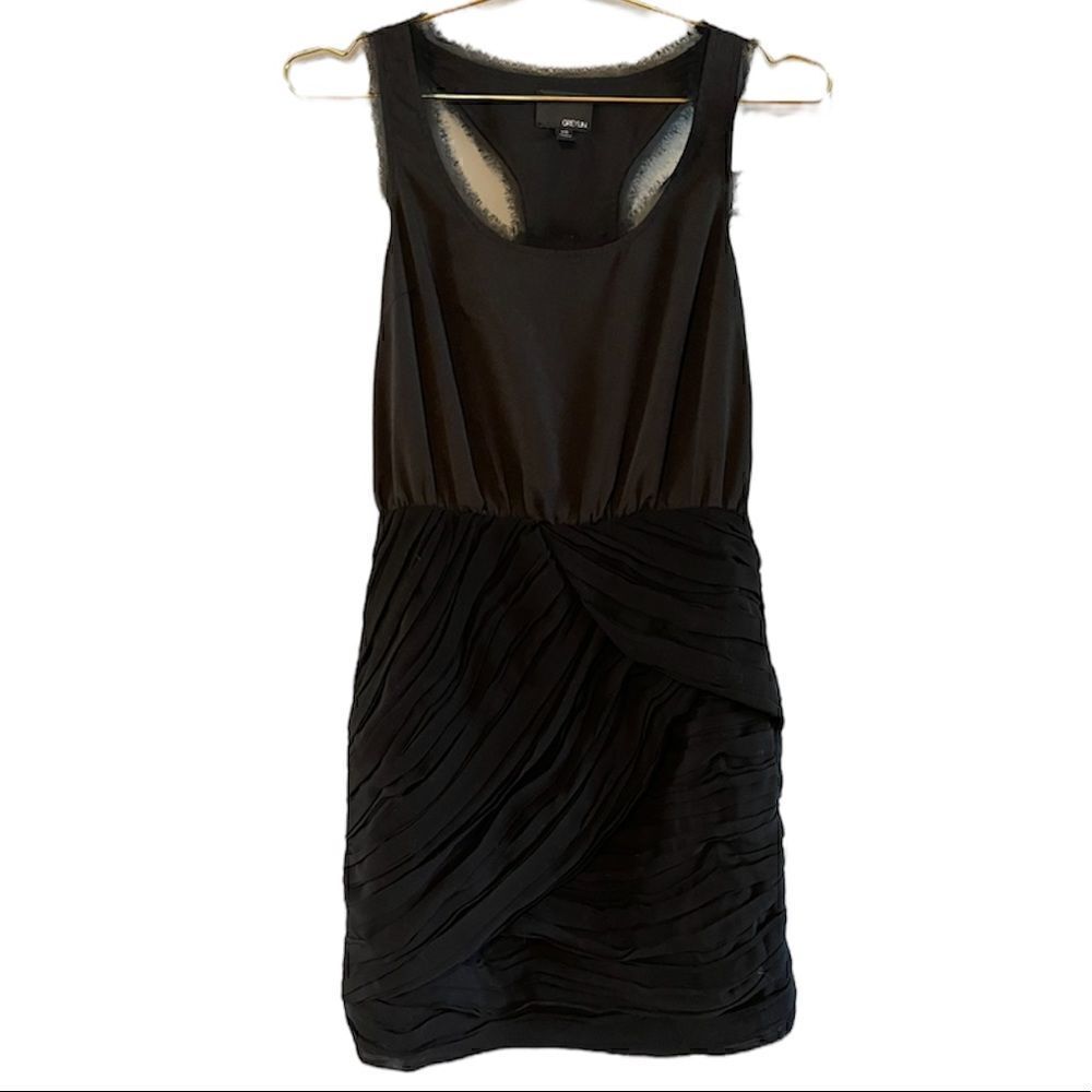 Greylin Sleeveless Racerback Ruched Mini Dress